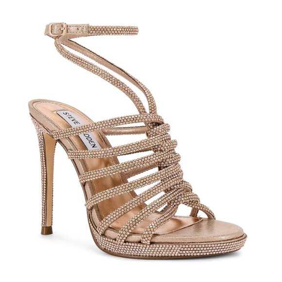 Steve Madden Givinn Heel in Light‎ Gold Womens Size 9M Rhinestone Chic $120 - Picture 1 of 10